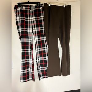 New York & Company pants red, black, white plaid and brown. SZ: 10